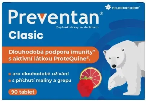 Preventan Clasic s příchutí maliny a grepu 90 tablet