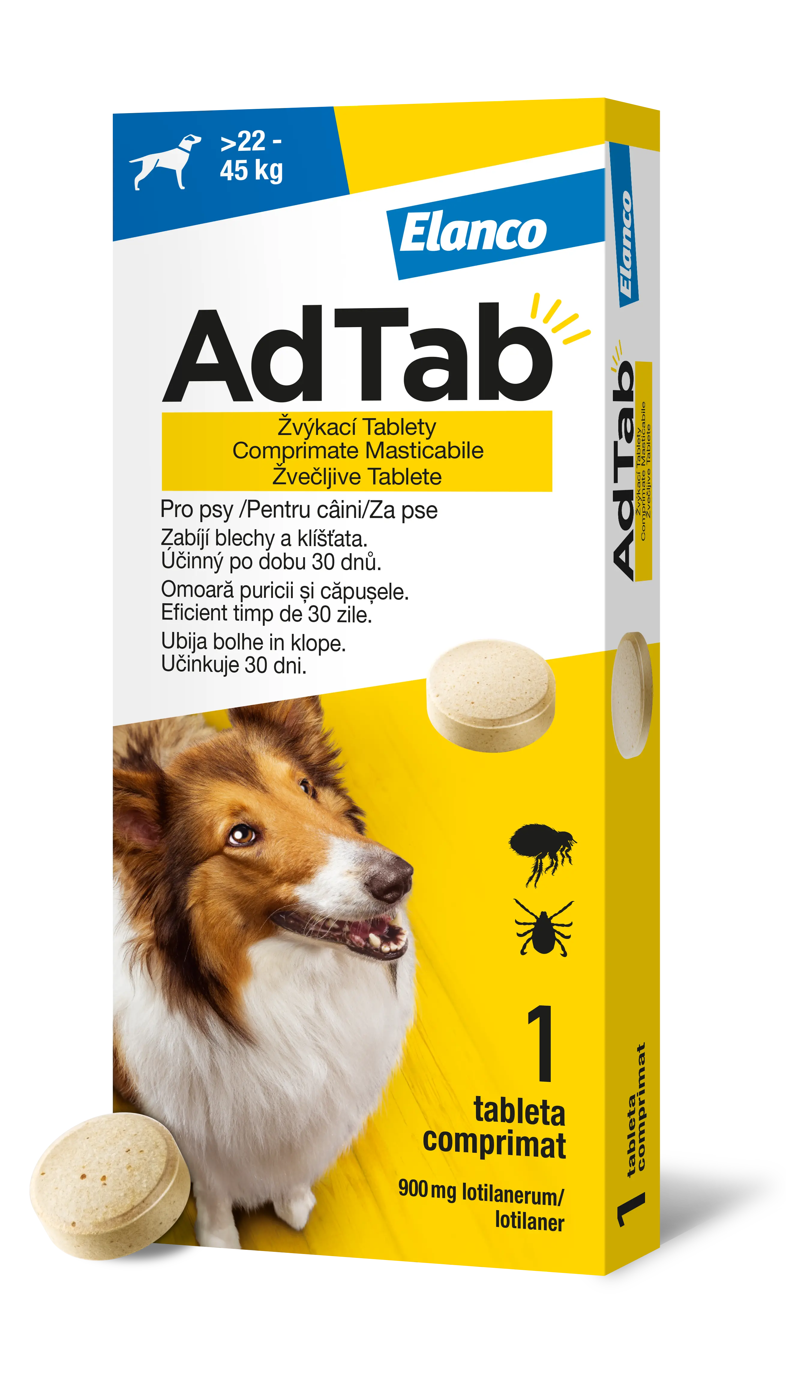 AdTab 900 mg žvýkací tablety pro psy 22-45 kg 1 tbl
