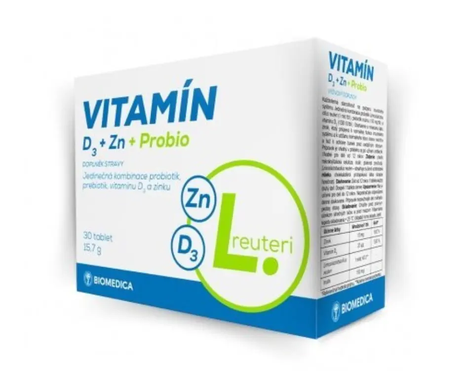 Biomedica Vitamín D3+Zn+Se+Probio 30 tablet