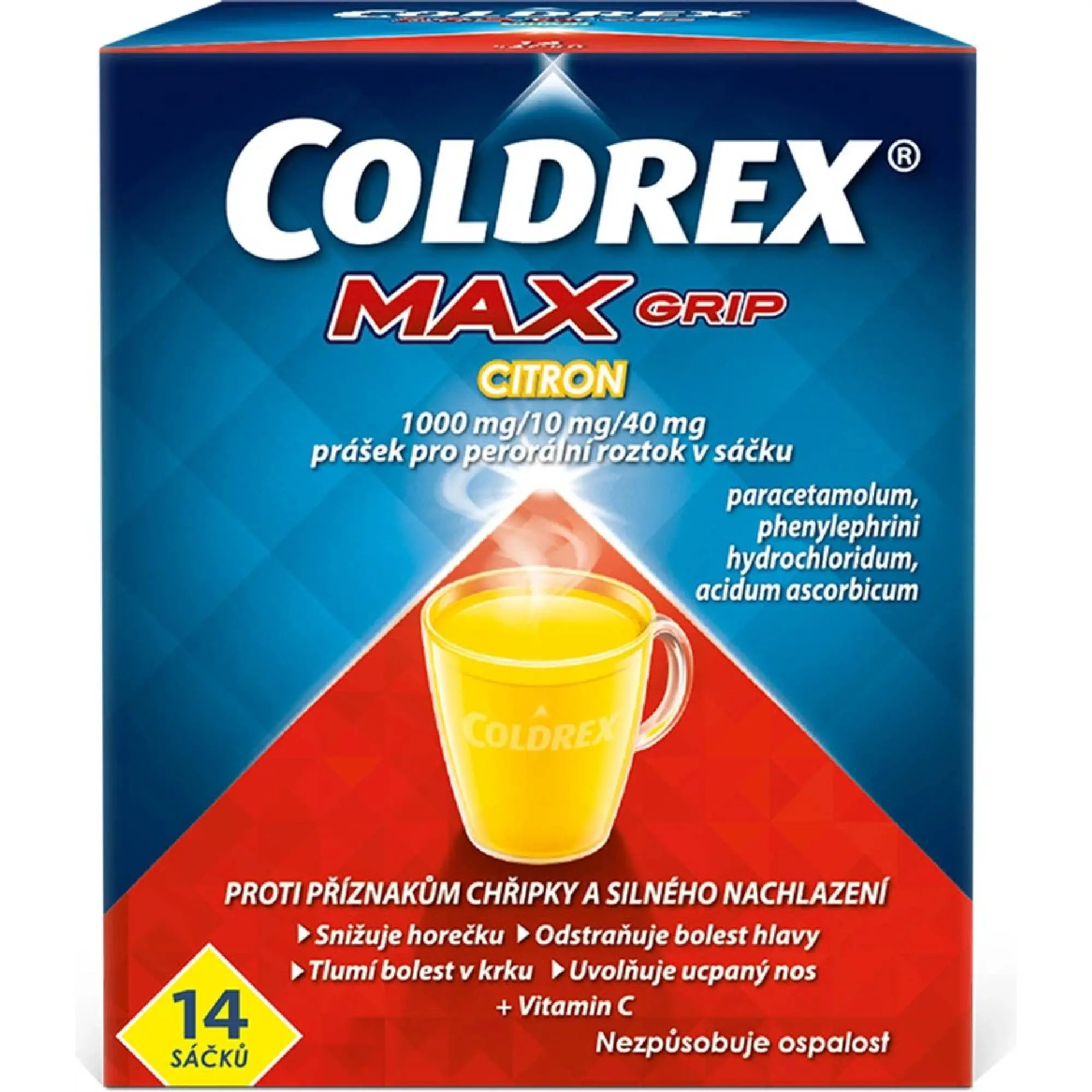 COLDREX MAXGRIP CITRON POR 1000MG/10MG/40MG POR PLV SOL SCC 14 I