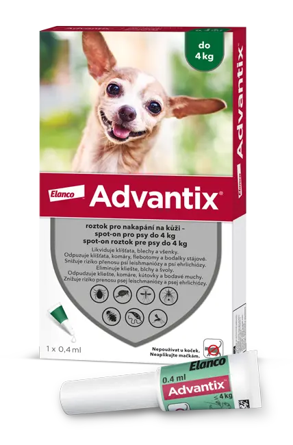 Advantix Spot-on pro psy do 4 kg 1 x 0,4 ml